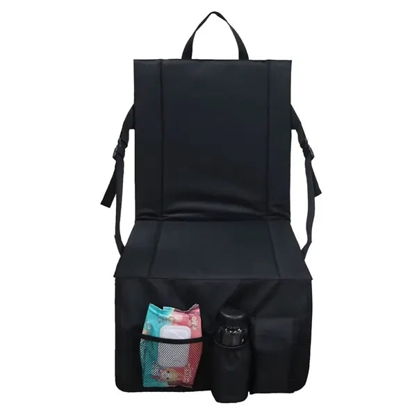 Folding Stadium Seat Cushion With Back Support Cup Holder