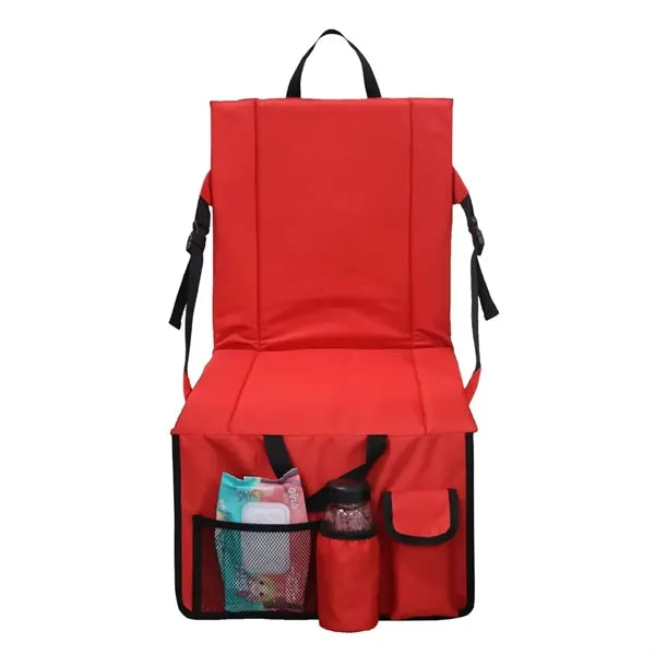 Folding Stadium Seat Cushion With Back Support Cup Holder