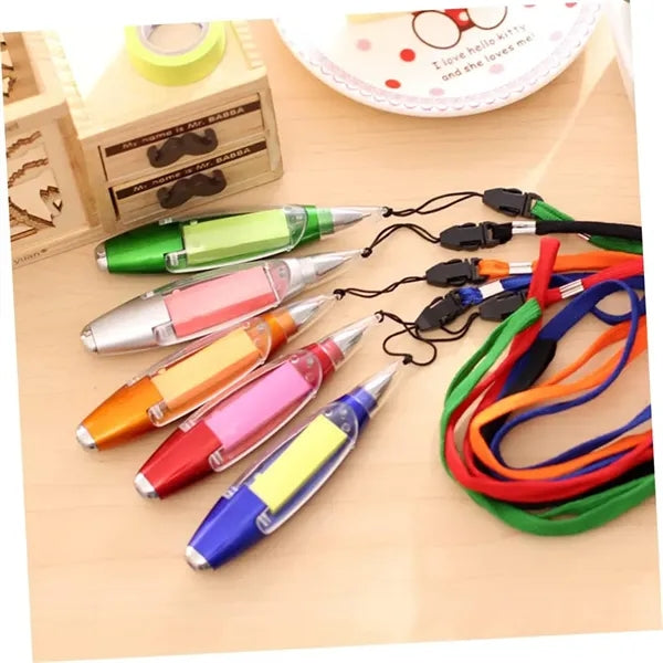 LED Sticky Note Ballpoint Pen With Lanyard