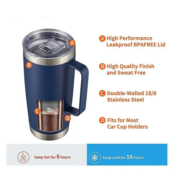 20oz Stainless Steel Insulated Coffee Tumbler w/ Handle
