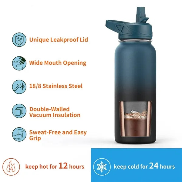 32oz Portable Gym Stainless Steel Insulated Water Bottle