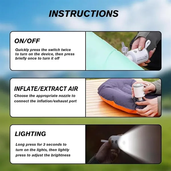 Rechargeable Mini Air Pump with Camping Light