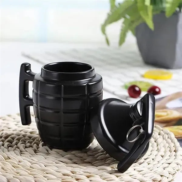 11.8Oz Grenade-Shaped Ceramic Mug With Lid