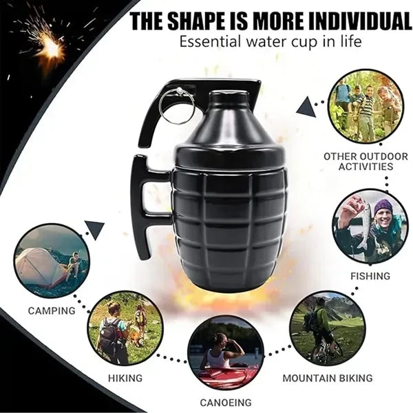 11.8Oz Grenade-Shaped Ceramic Mug With Lid