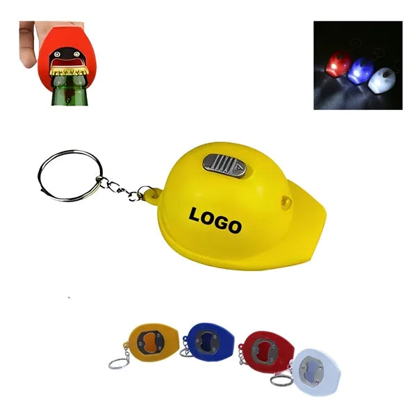 Helmet Keychain With Lighted Bottle Opener