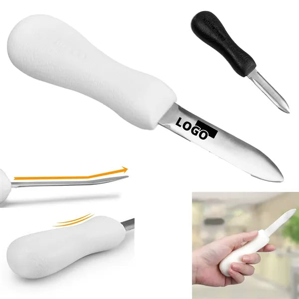 Oyster Shucking Knife: Curved Blade, Thick Pp Handle Design