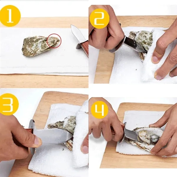 Oyster Shucking Knife: Curved Blade, Thick Pp Handle Design