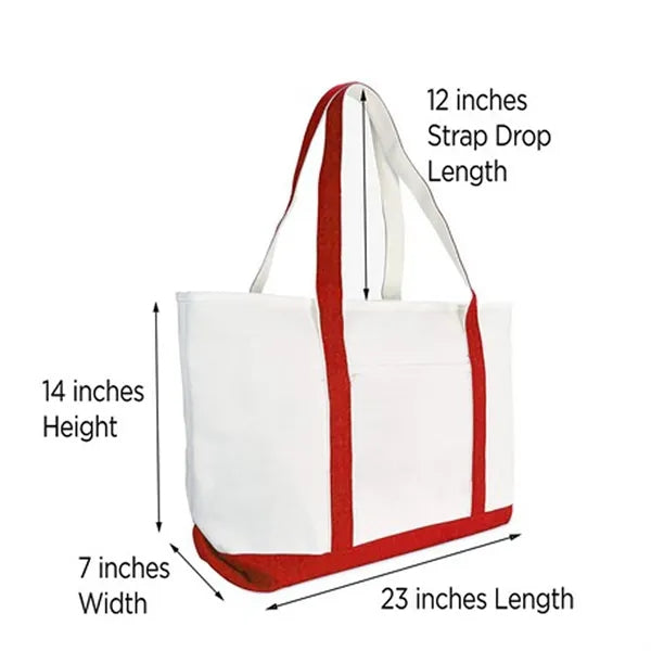 Large Cotton Canvas Boat Tote With Zipper