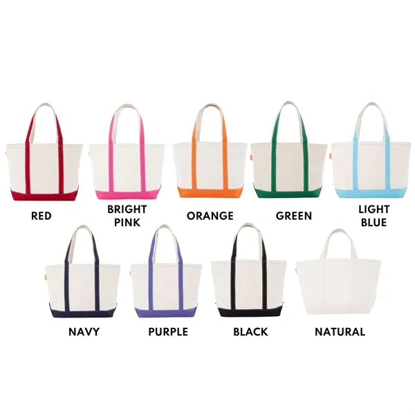 Large Cotton Canvas Boat Tote With Zipper