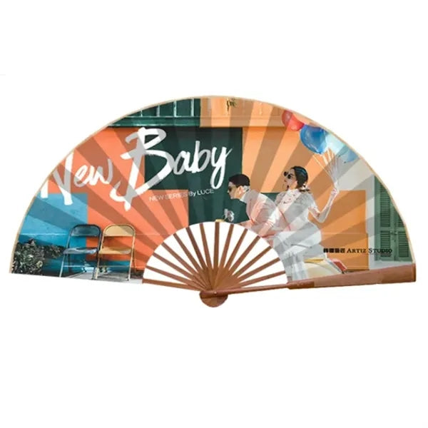 Full customized Fabric Large Folding Bamboo Fan