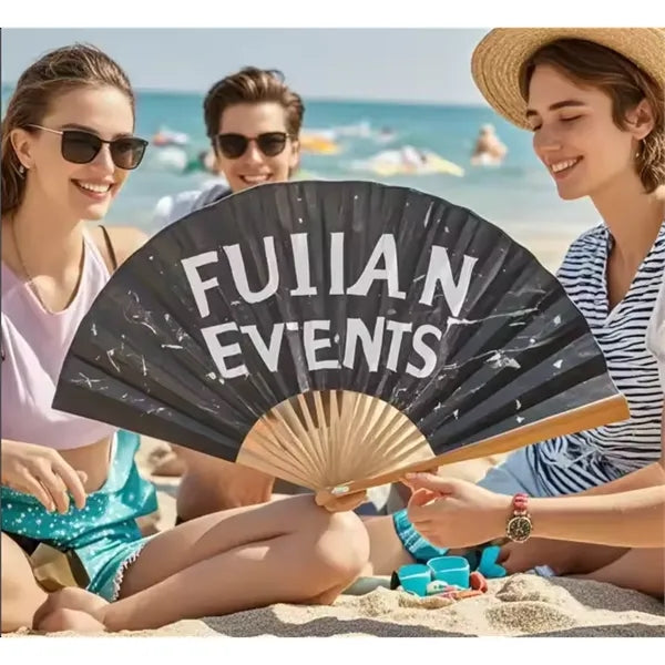 Full customized Fabric Large Folding Bamboo Fan