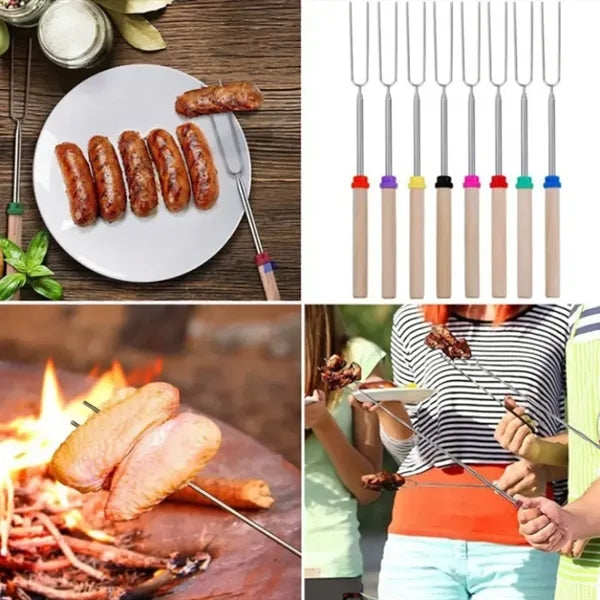 Marshmallow Roasting Sticks with Wooden Handle