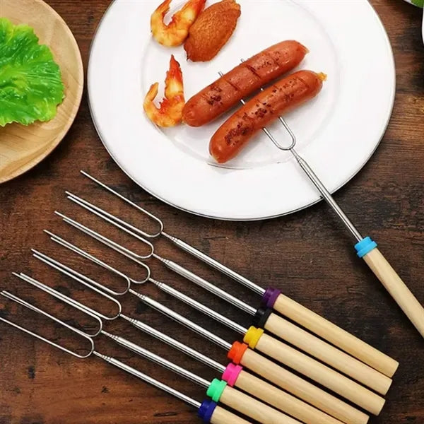 Marshmallow Roasting Sticks with Wooden Handle