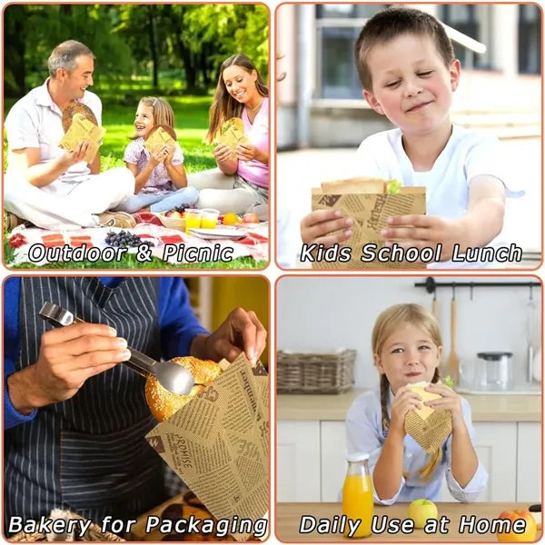 Eco friendly Hamburger & Sandwich Wrapper Double Opening.