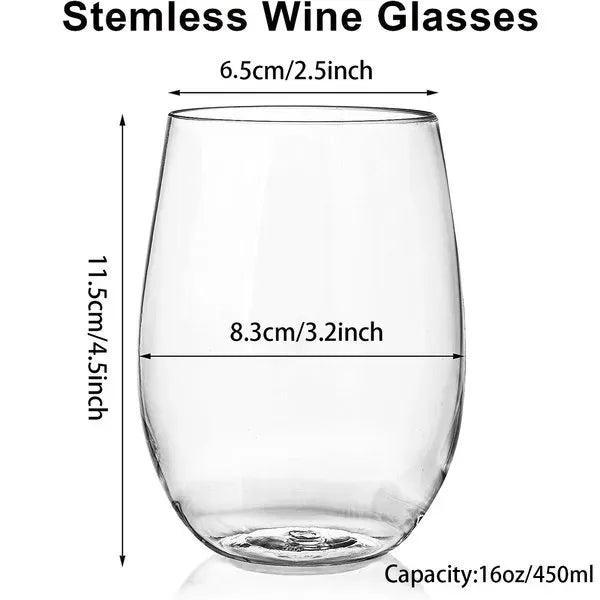 16oz plastic stemless wine glasses