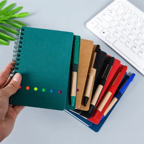 Kraft Paper Cover Notepad with Pen in Holder