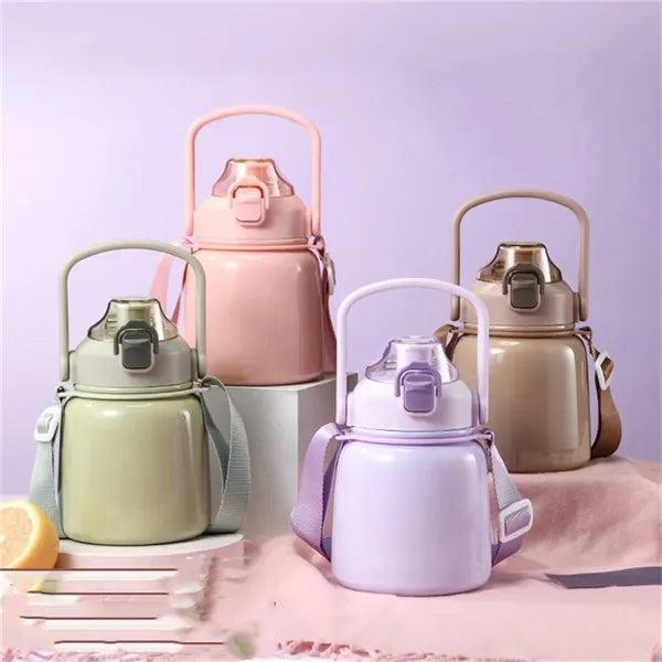 Cute Water Jug With Strap 24 oz Insulated Bottle