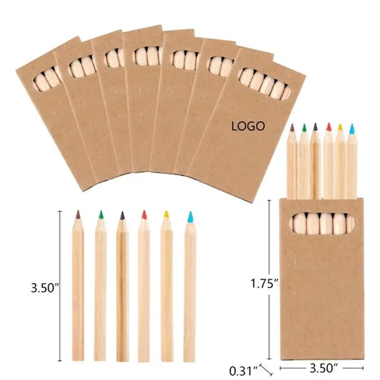3.5" 6-Color Colored Pencil Set in Kraft Box Custom Logo