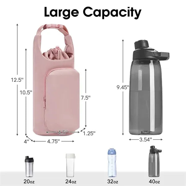 Water Bottle Carrier Bag with Phone Pocket