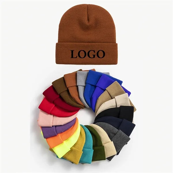 Winter Solid Color Cuffed Knit Beanie