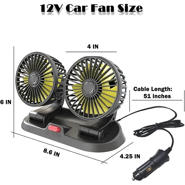 Dual Head Auto Fans for Car Dashboard