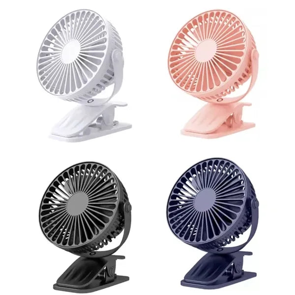 Portable Clip On Fan 3 Speed Rechargeable Mini Desk Cooler