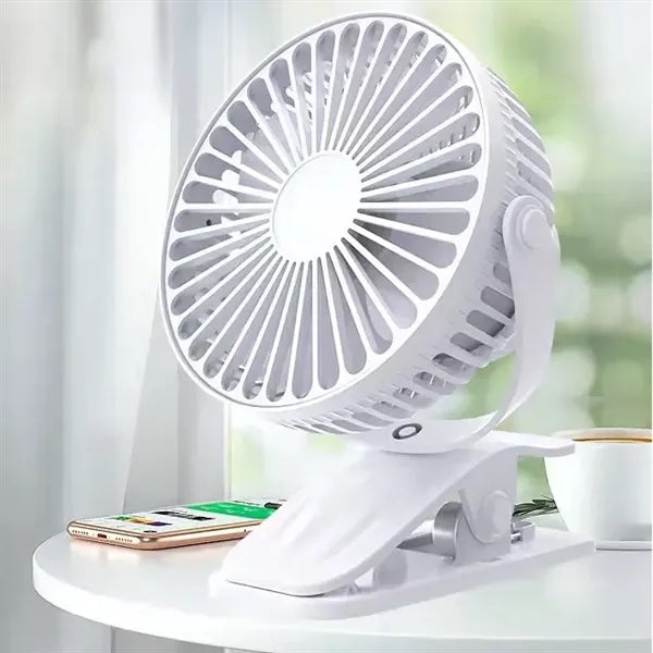 Portable Clip On Fan 3 Speed Rechargeable Mini Desk Cooler