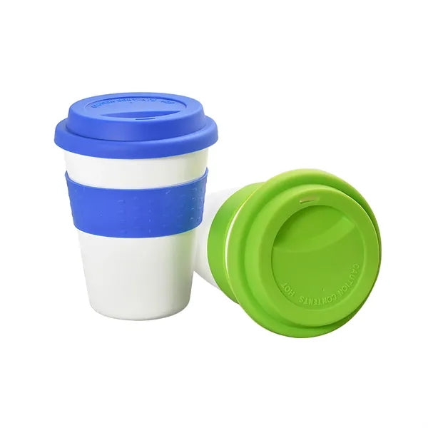 12 oz Coffee Mug with Silicone Lid and Insulated Band