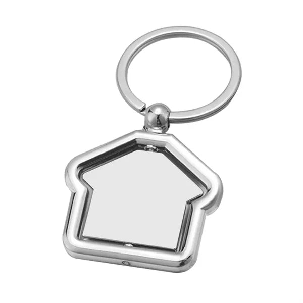 Metal Rotate House Shape Keychain