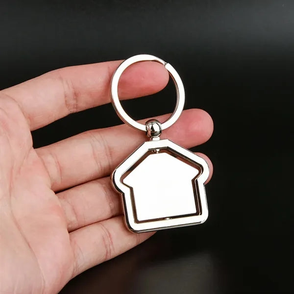 Metal Rotate House Shape Keychain