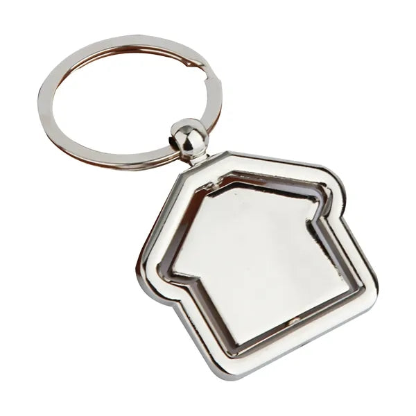 Metal Rotate House Shape Keychain