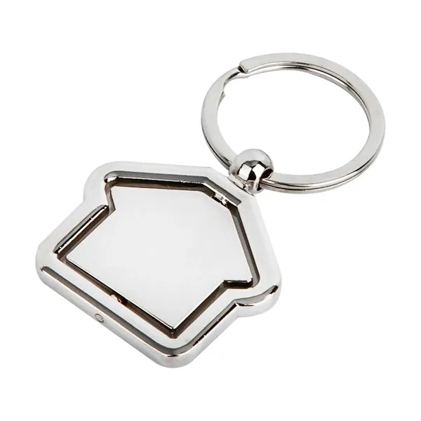 Metal Rotate House Shape Keychain