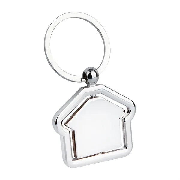Metal Rotate House Shape Keychain