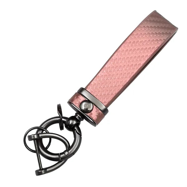 Carbon Fiber Leather Metal Keychain