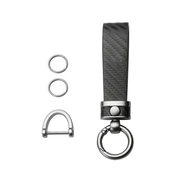 Carbon Fiber Leather Metal Keychain