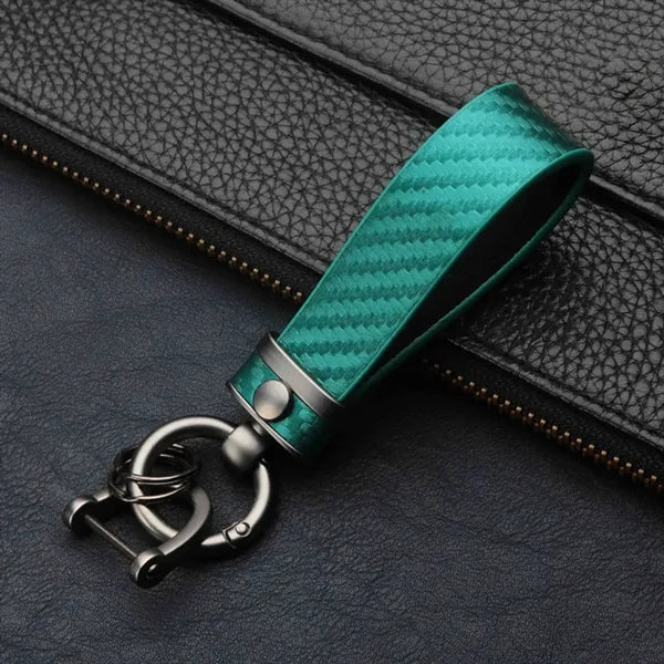 Carbon Fiber Leather Metal Keychain