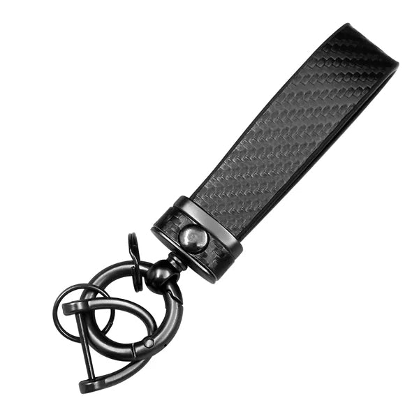 Carbon Fiber Leather Metal Keychain