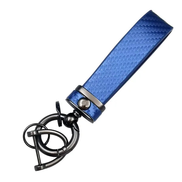 Carbon Fiber Leather Metal Keychain