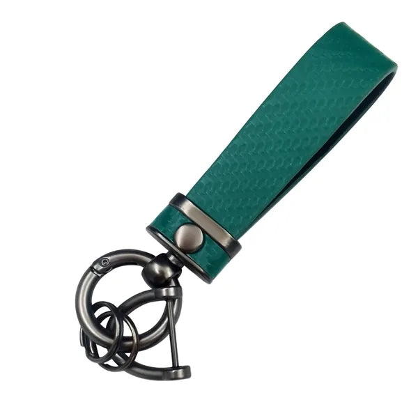 Carbon Fiber Leather Metal Keychain