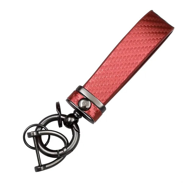 Carbon Fiber Leather Metal Keychain