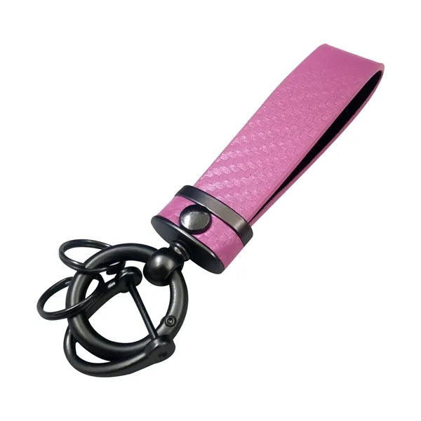 Carbon Fiber Leather Metal Keychain