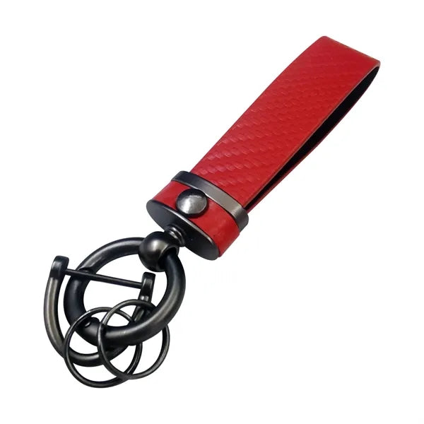 Carbon Fiber Leather Metal Keychain