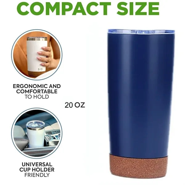 20 oz Insulated Travel Coffee Mug with Cork Bottom