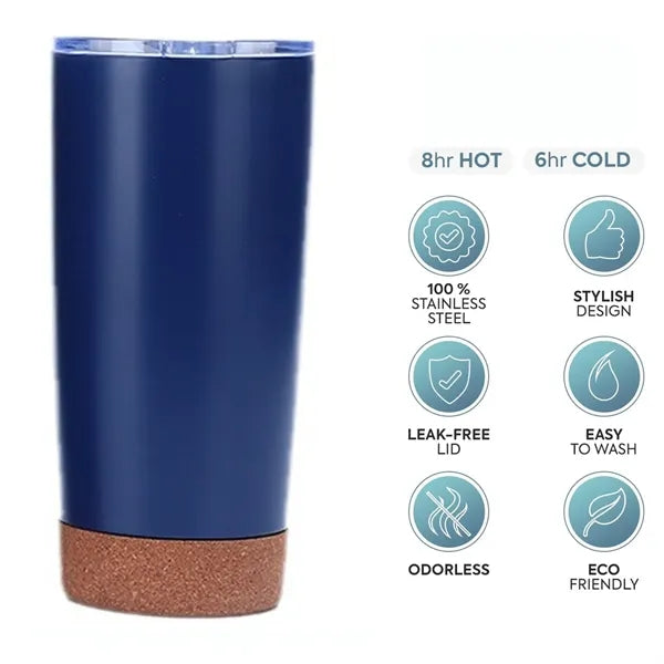 20 oz Insulated Travel Coffee Mug with Cork Bottom