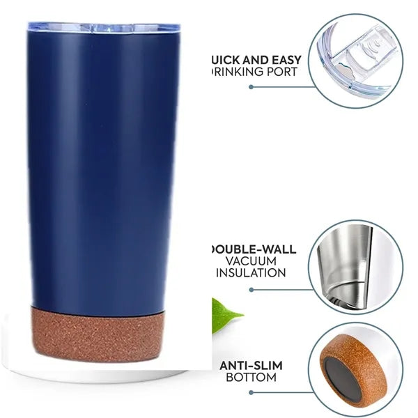 20 oz Insulated Travel Coffee Mug with Cork Bottom