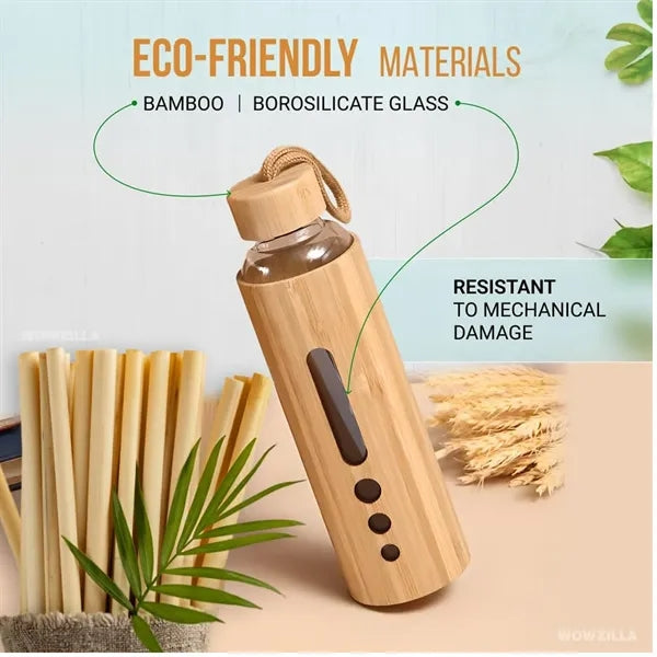 19oz Glass Water Bottle with Bamboo Sleeve
