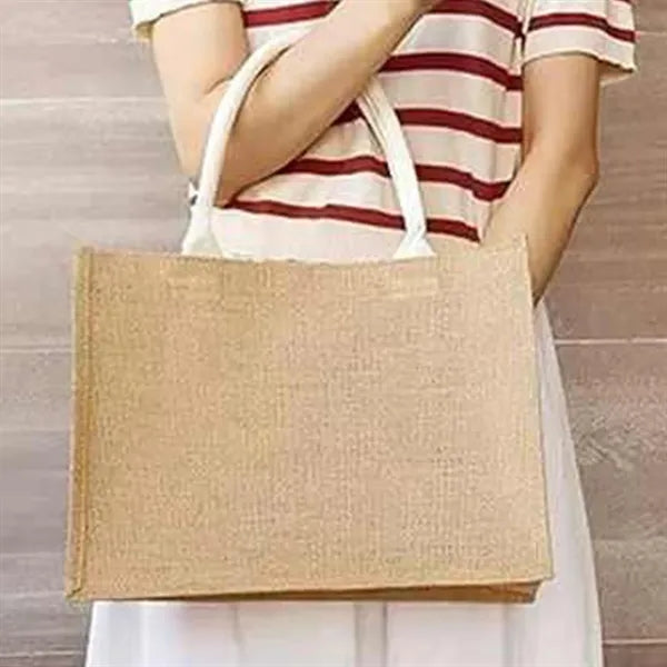 Natural Jute Tote Bag with Soft Cotton Handle