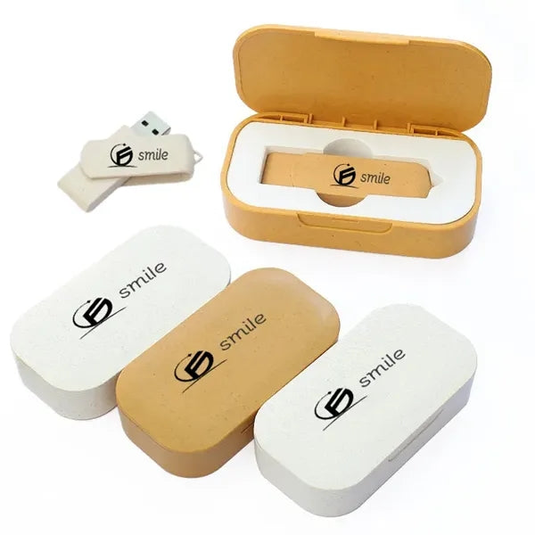 Wheat Straw Box USB Flash Set Eco-friendly