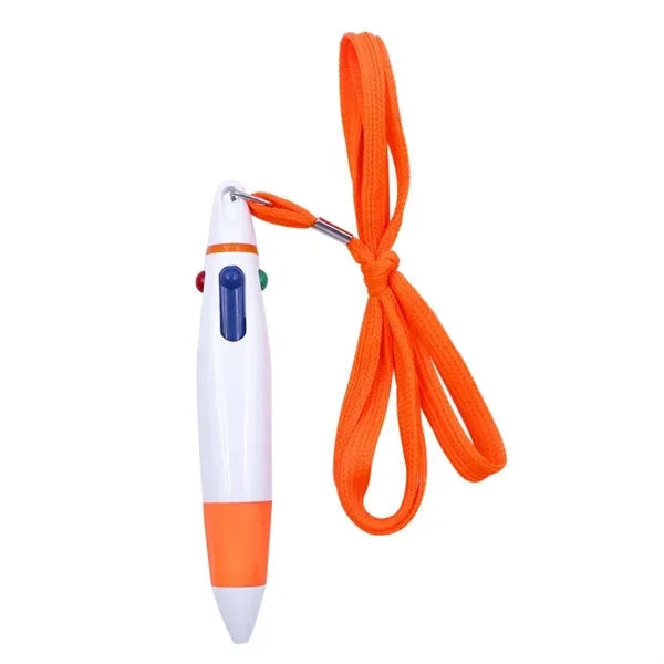 4 Switch Colors Retractable Ballpoint Pen With Lanyard