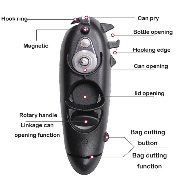 Multifunctional Can Opener Eight in one Hand Cranked